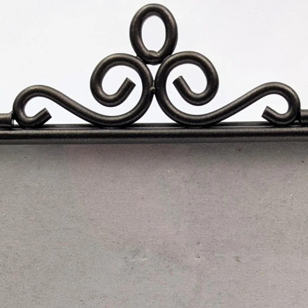 Picture Frame Metal and Floral Print Glass Victorian Scroll Antiqued Brasstone
